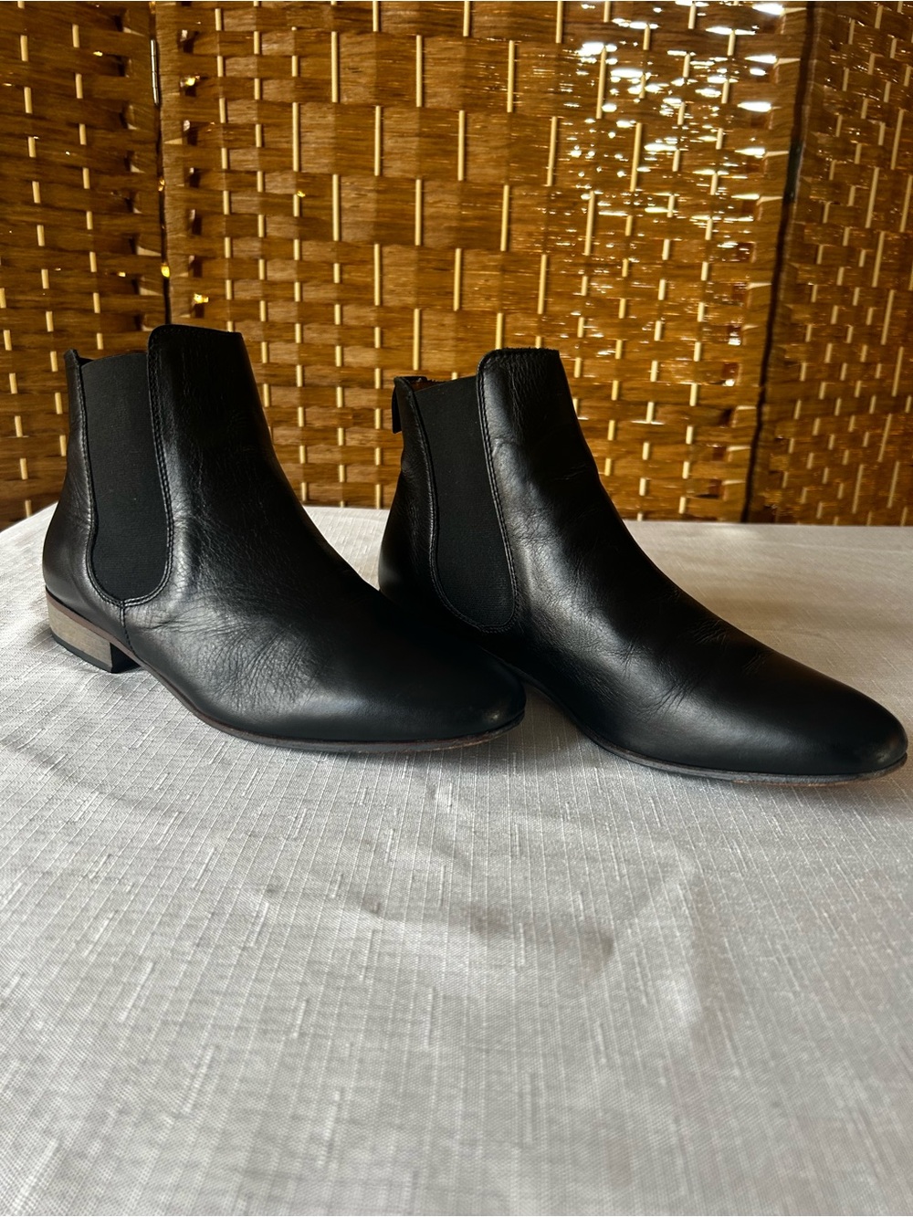 Black Leather Chelsea Boots EU 38 Italian Made Minimalist Ankle Boot Euro Chic